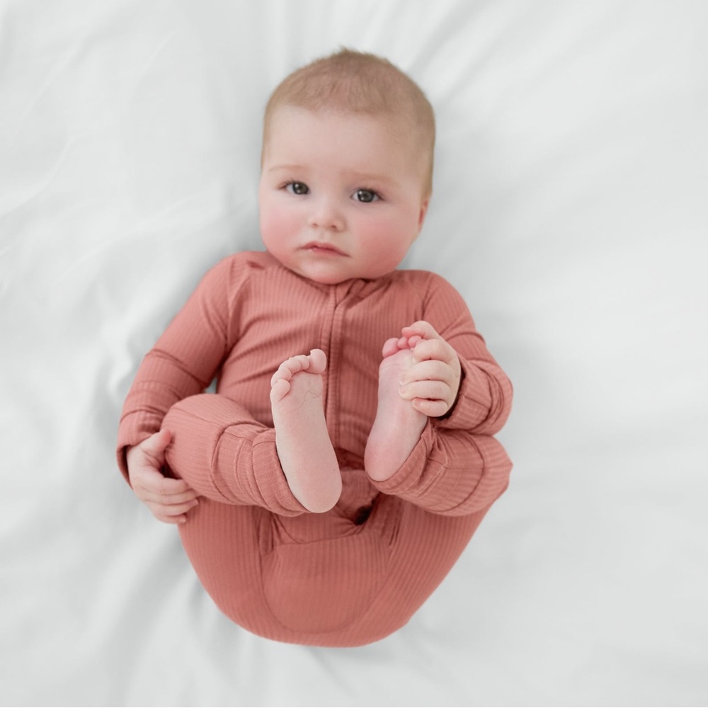 Little Sleepies Clay Ribbed Zippy, Size 18-24 Months